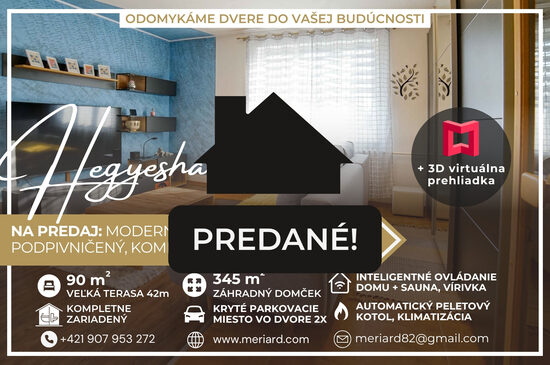 (PREDANÉ) Na predaj 3 izbový moderný rodinný dom, pozemok 345m2 /Hegyeshalom/