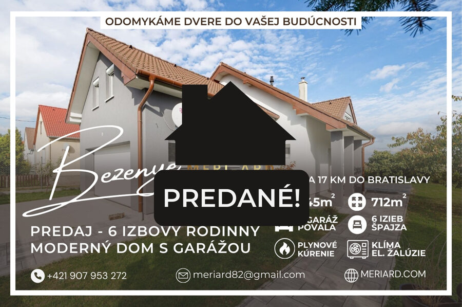 (PREDANÉ) 6 izbový moderný, podkrovný rodinný dom /Bezenye - Paprét/
