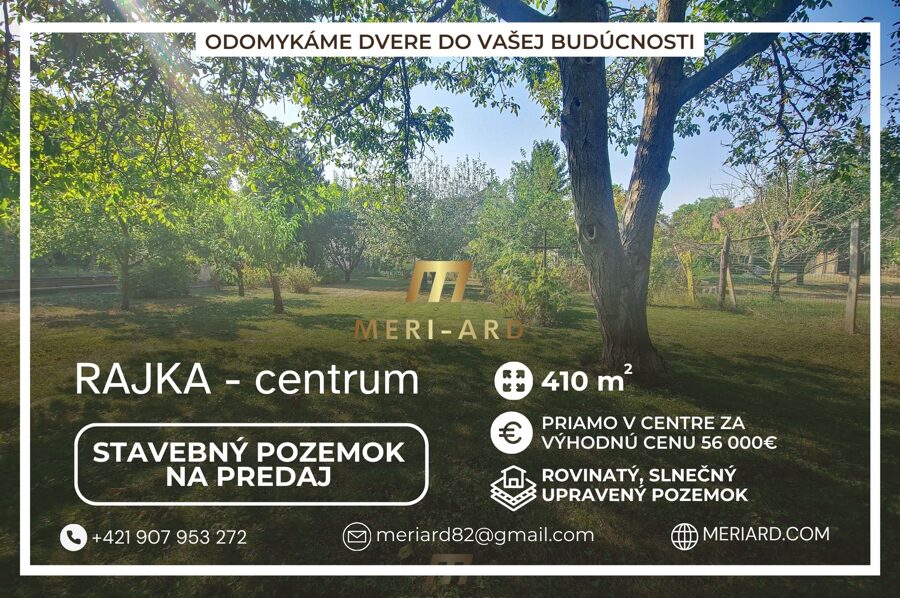 Na predaj stavebný pozemok, centrum, 410m2, bez IS /Rajka/