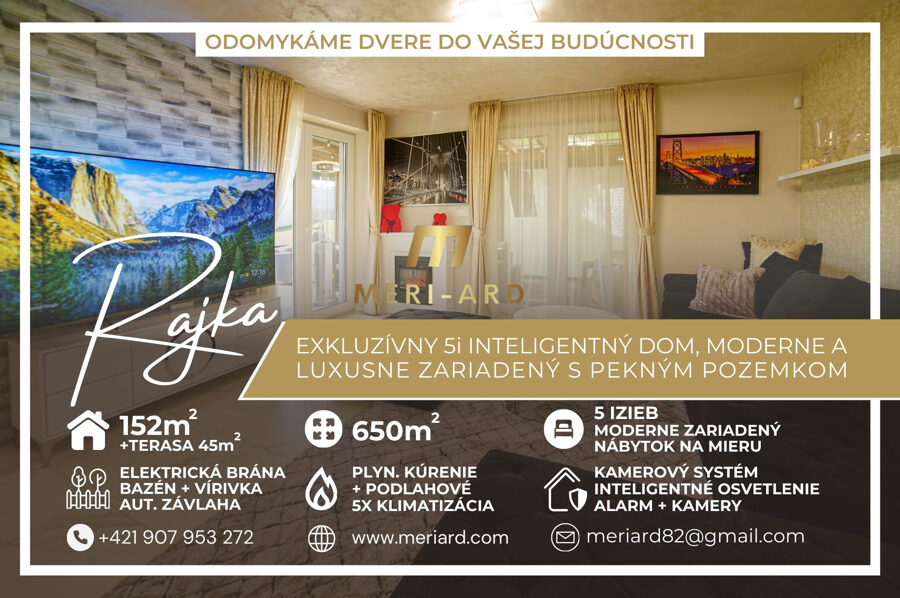 5 izbový moderný "smart" rodinný dom 150m2, pozemok 650m2 /Rajka/