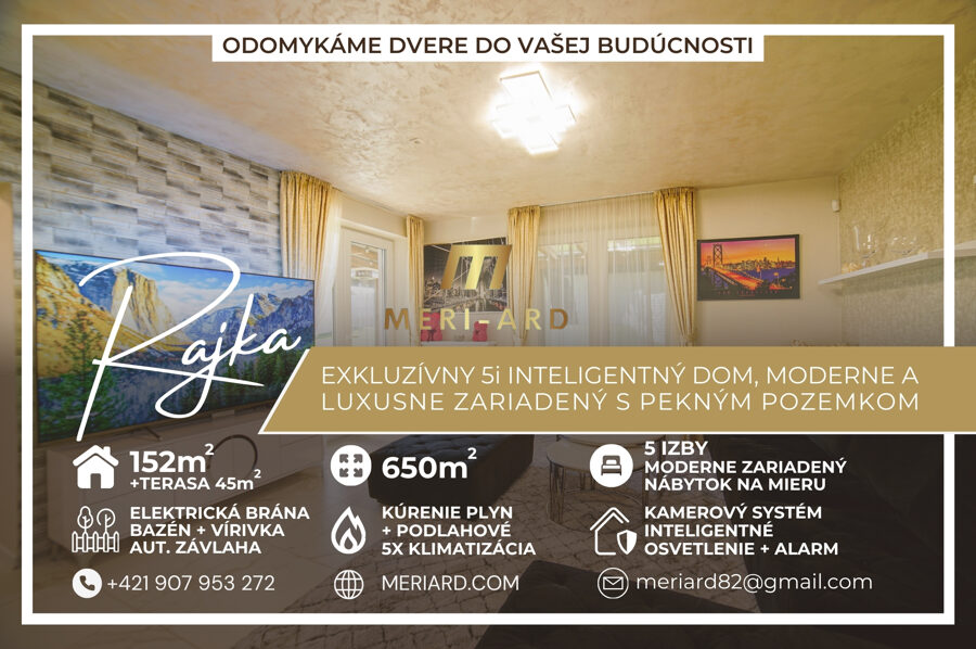 5 izbový moderný "smart" rodinný dom 150m2, pozemok 650m2 /Rajka/