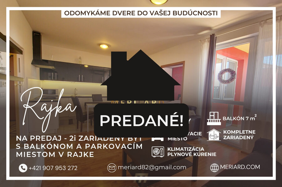 (PREDANÉ) Na predaj 2 izbový byt s balkónom, 47m2, parkovacie miesto /Rajka/